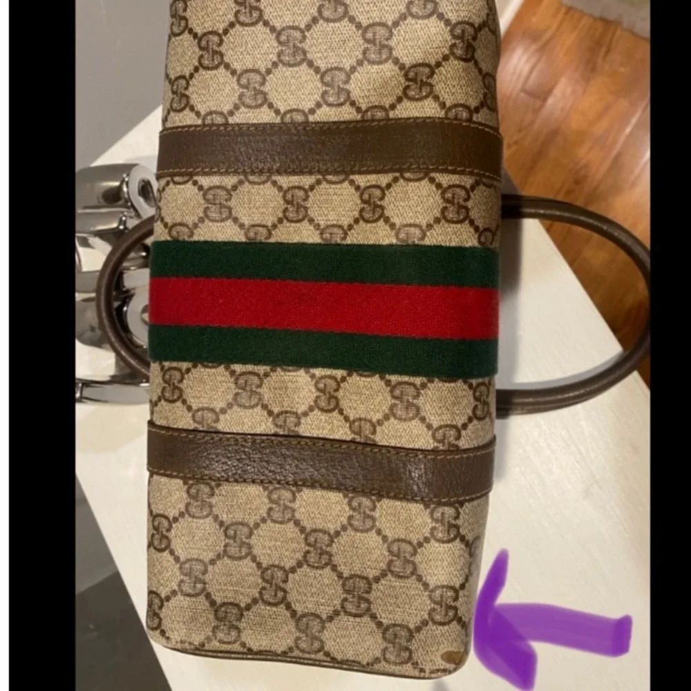 Gucci Brown and Green Satchel Handbag  with Signature Webbing 🌷👜🌷 - Picture 12 of 12